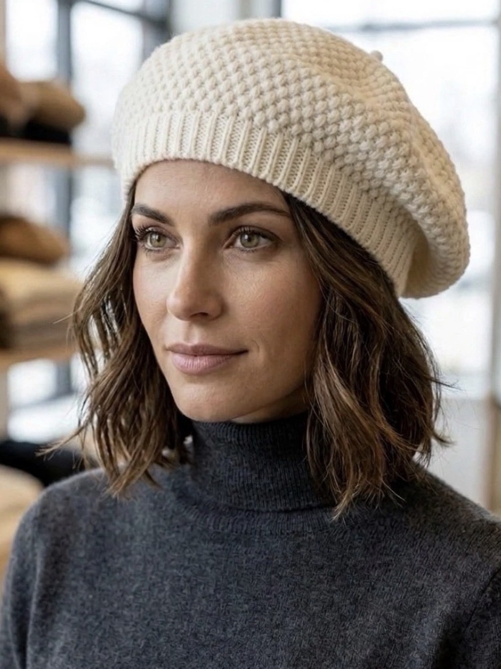 Liz Claiborne Cream Knit Beret NWT